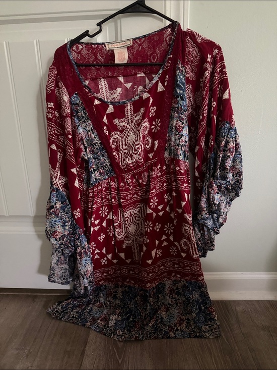 Flying Tomato Dresses & Skirts - Flying Tomato Burgundy Boho Patchwork dress